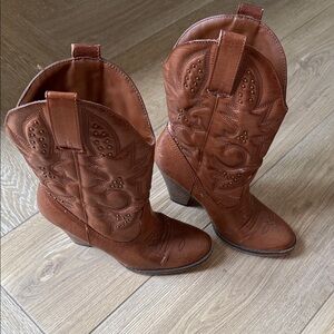 MIA Tan Heeled Western Boots